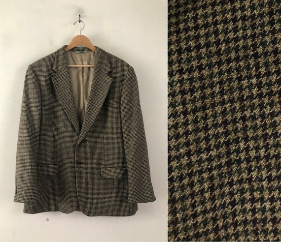 Vintage Mens Houndstooth Plaid Blazer | 90s Eddie