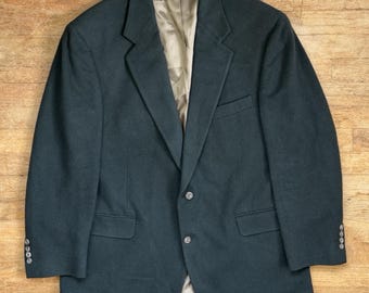 Vintage Mens Dark Green Cashmere Blazer Size 44R Sport Coat Suit Jacket 70s Evan Picone