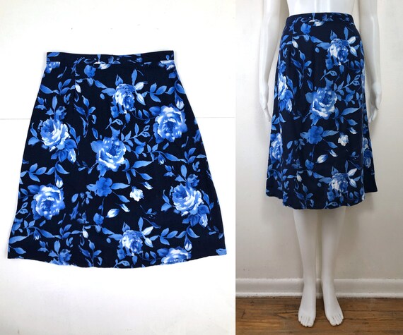 Vintage Floral Print Skirt | 90s Lightweight Rayo… - image 1