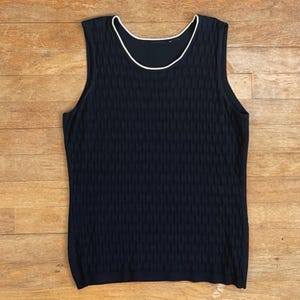 Vintage Stretch Knit Ribbed Top Womens Size XS/Small 1990s Black Cableknit Shirt