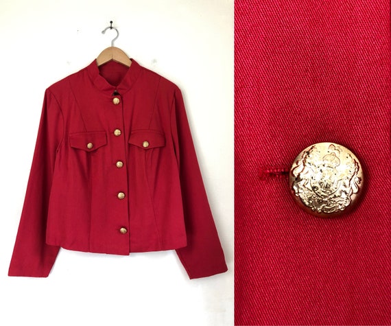 Vintage Cropped Red Jacket | 90s Lightweight Twil… - image 1