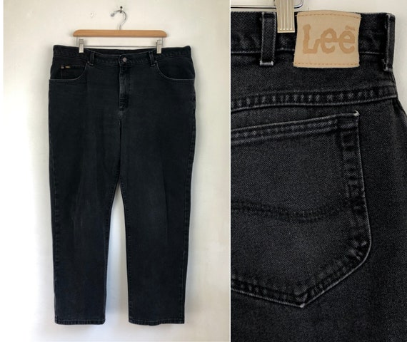 Vintage Mens Distressed Jeans | 90s Lee Faded Bla… - image 1