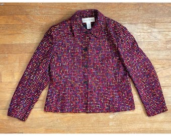 Tweed Jacket - Brown With Multicolor Confetti Wool Vintage 1950's
