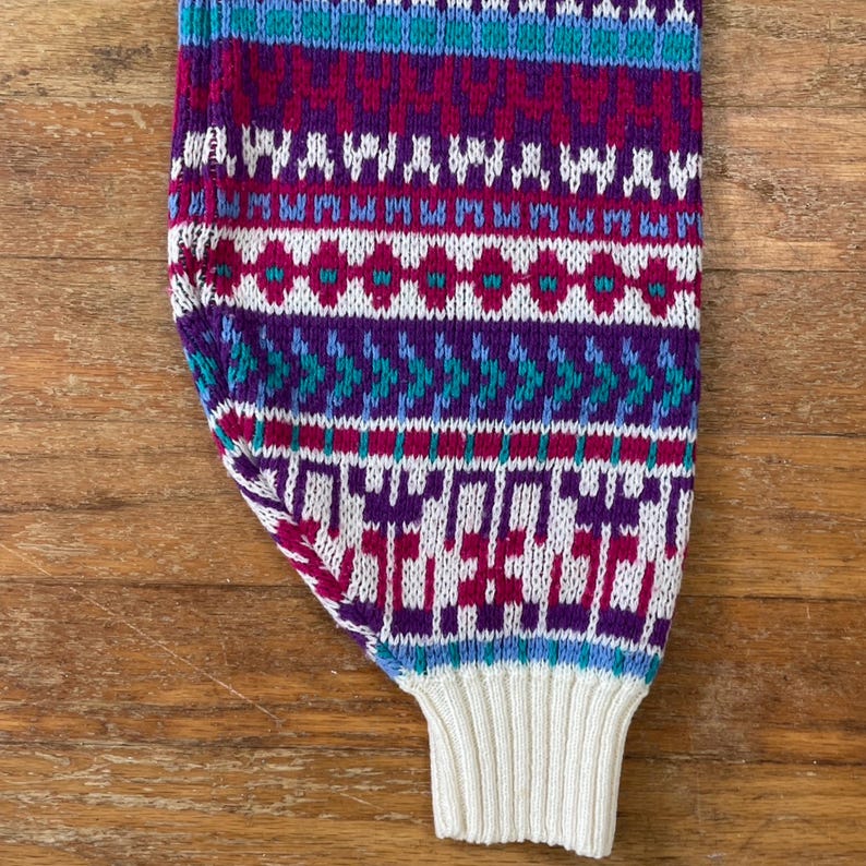 Vintage Fair Isle Sweater Womens Size Medium/Large | 1980s Knit Acrylic Crew Neck image 3