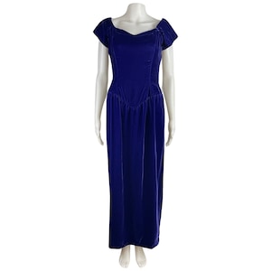 Vintage Crushed Velvet Gown Womens Size XS/Small | 1980s Purple Maxi Dress