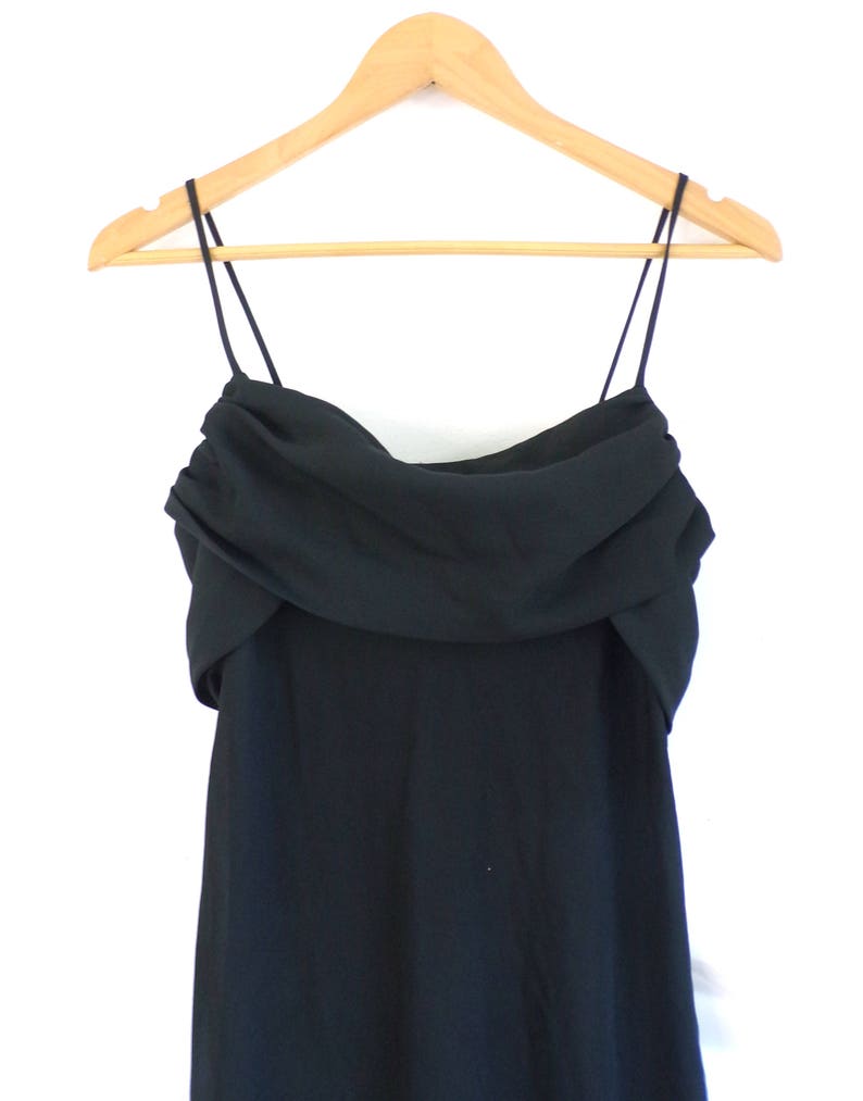 90s maxi dress black crepe chiffon dress sleeveless  cocktail party dress fancy minimalist dress womens medium