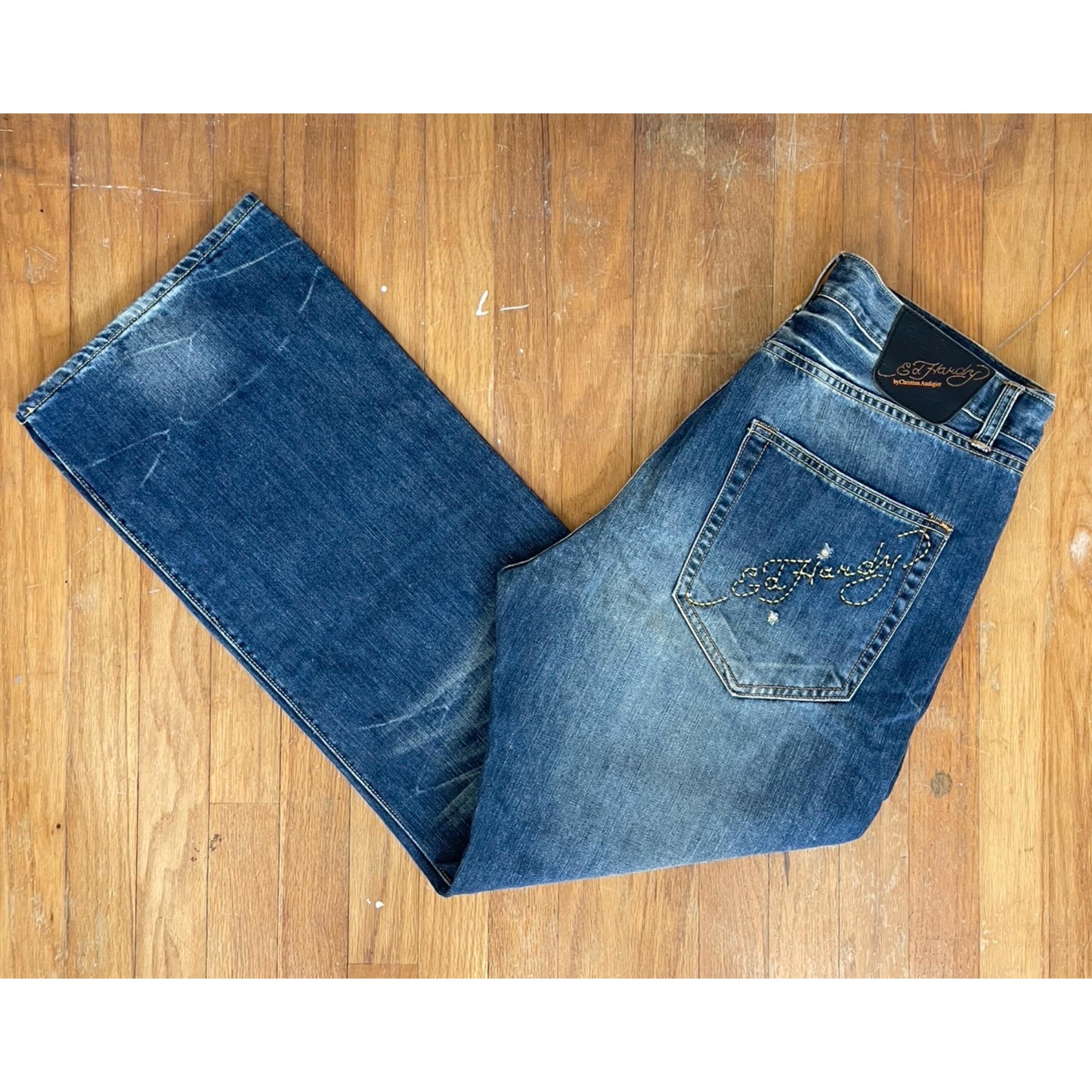 Vintage Mens Ed Hardy Jeans Size 36x32 Y2K Designer