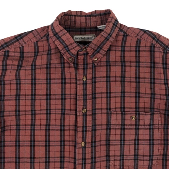 Vintage Mens Plaid Shirt | 90s Button Down 100% C… - image 2
