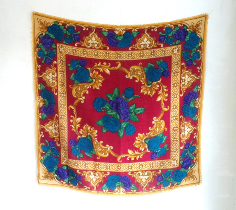 Blumenschal großer quadratischer Schal Rosenschal | Etsy