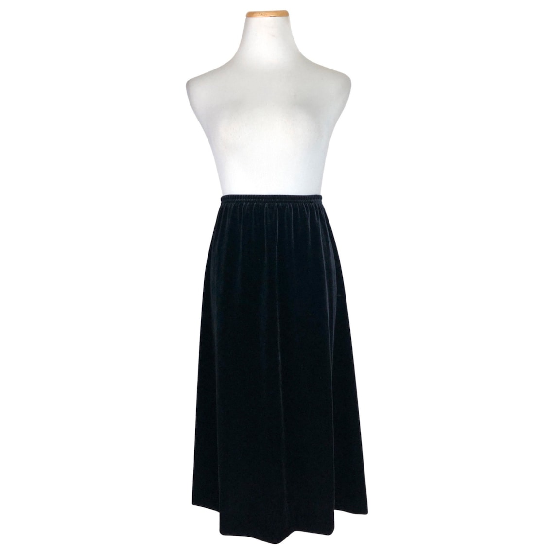 Vintage Stretch Velvet Skirt 90s Aline Black Velvet Skirt Etsy