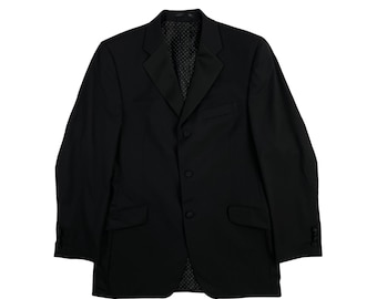 Vintage Mens Tuxedo Blazer Mens Size 40 | 1990s Black Satin Trim Sport Coat Suit Jacket