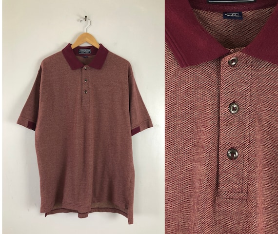 Vintage Mens Polo Shirt | 90s Short Sleeve Burgund