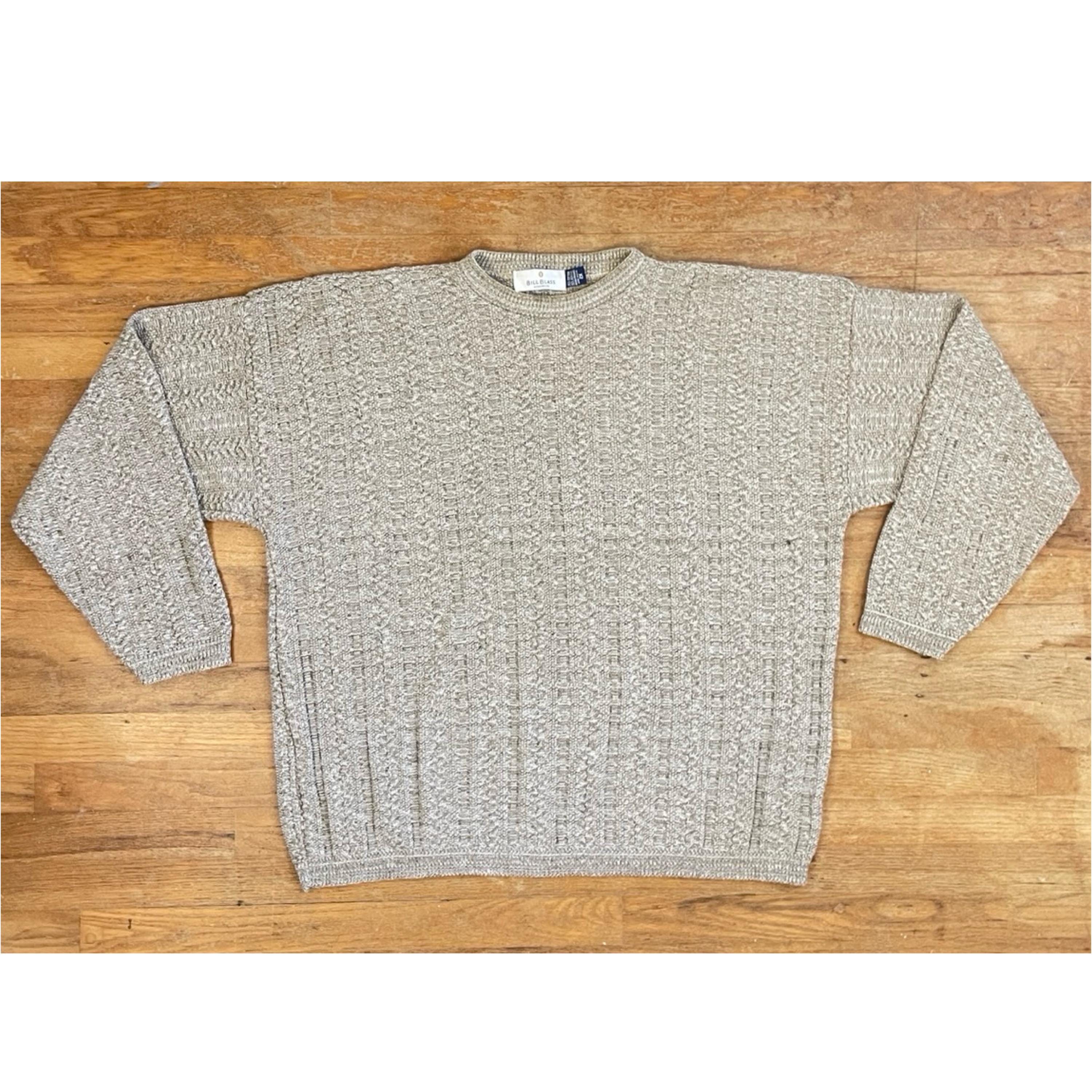 Vintage Mens Textured Knit Sweater Size XXL 1990s Bill Blass Tan 