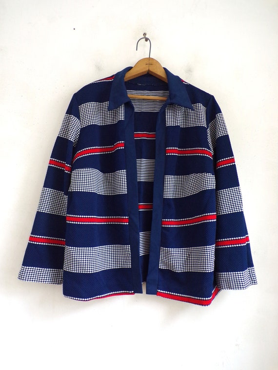 Vintage Striped Jacket | 60s Lightweight Poly Kni… - image 2
