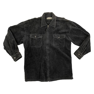 Vintage Mens Faded Black Corduroy Jacket Size Large/xl 1990s Waled