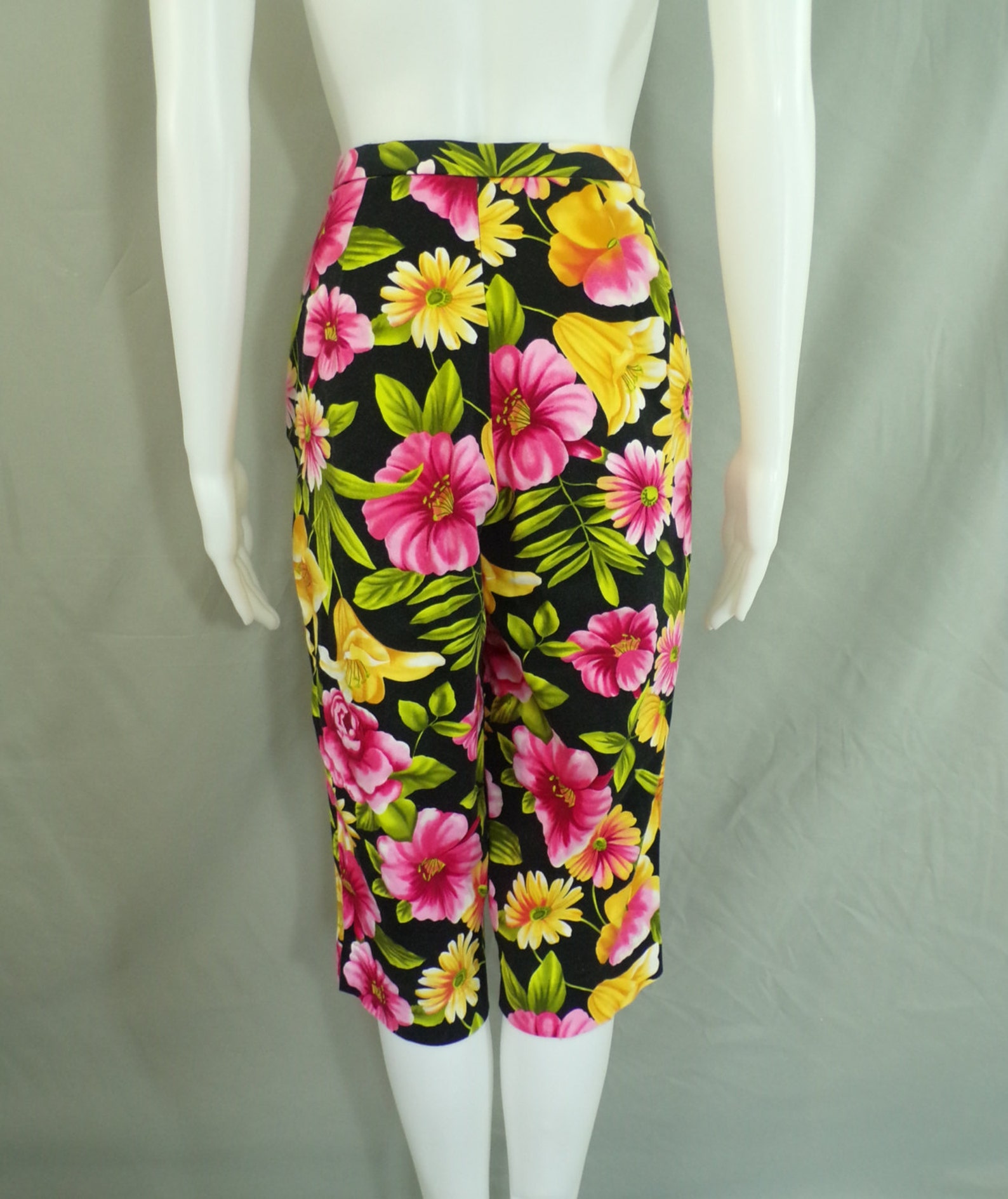 80s Floral Capris Size Medium 29 Waist High Wiat - Etsy