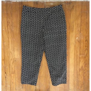 Vintage Embroidered Pants Size Large 32&quot; Waist 1990s Silk & Cotton Cropped Capris