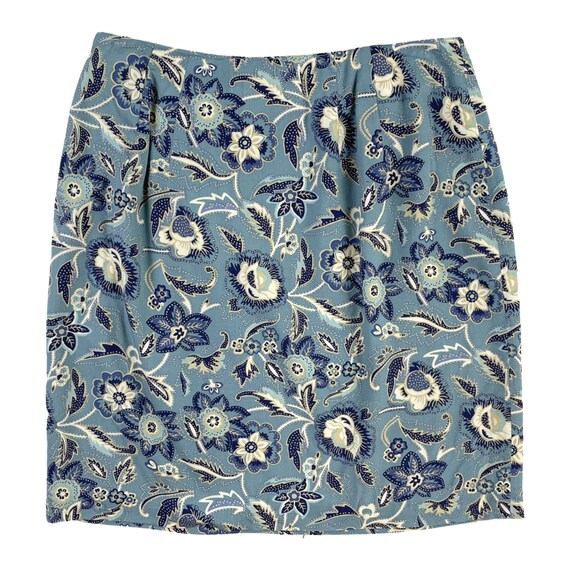 Vintage Mini Wrap Skirt | 90s Blue Floral Skirt |… - image 5