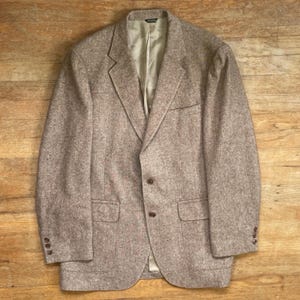 Vintage Mens Speckled Tweed Blazer Size 40 1970s Wool Sport Coat Suit Jacket