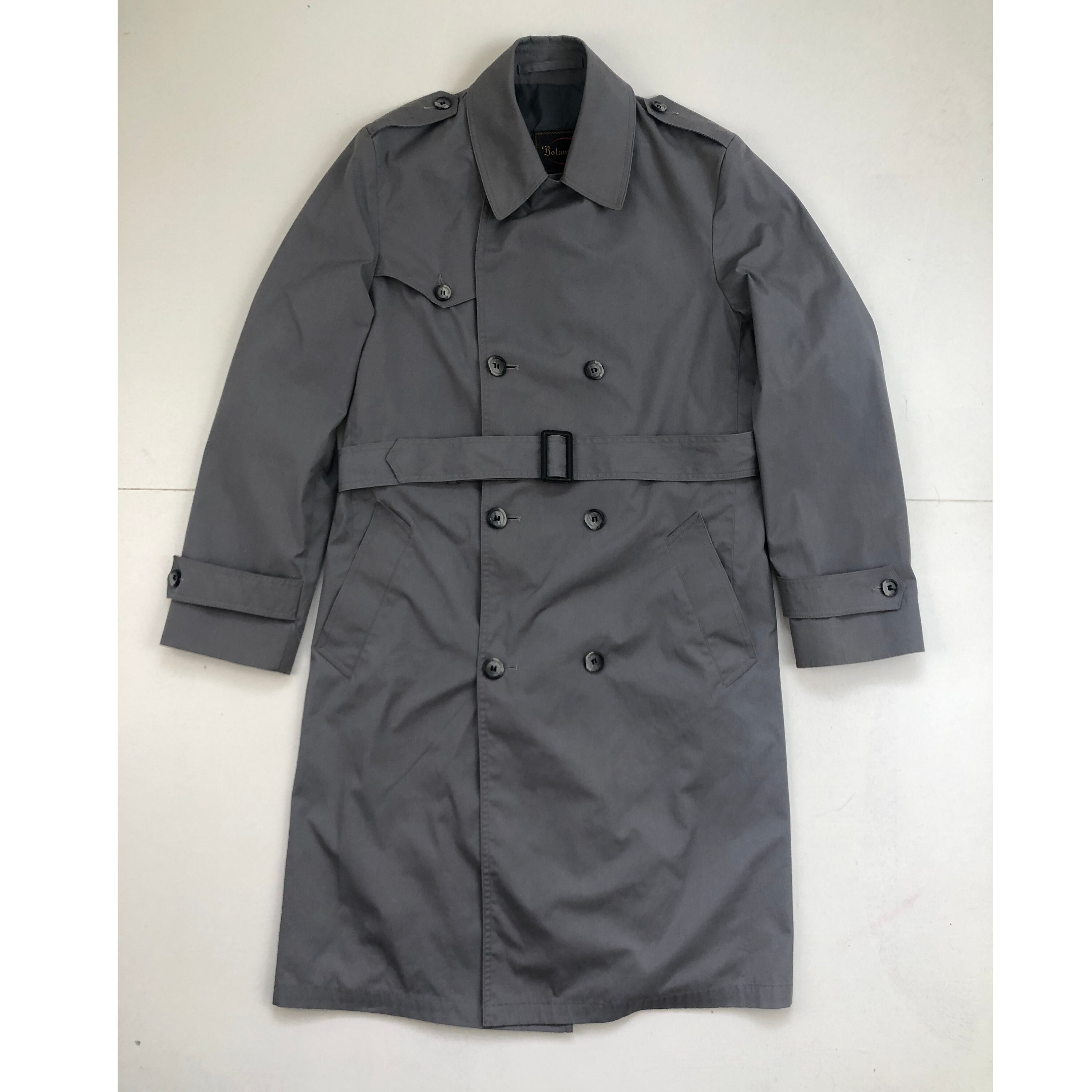 Vintage Mens Rain Coat | 70s Gray Water Resistant Belted
