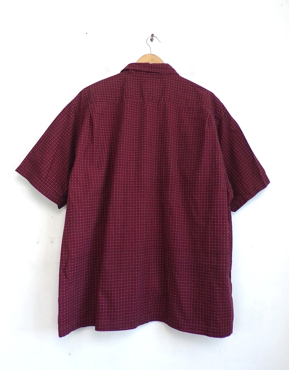 Vintage Mens Geometric Print Shirt | 90s Red Cott… - image 5