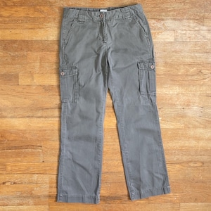 Vintage Calvin Klein Cargo Pants Size Medium (8) 31&quot; Waist 1990s Twill Cotton Chinos Taupe Gray