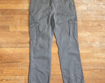 Vintage Calvin Klein Cargo Pants Size Medium (8) 31" Waist 1990s Twill Cotton Chinos Taupe Gray