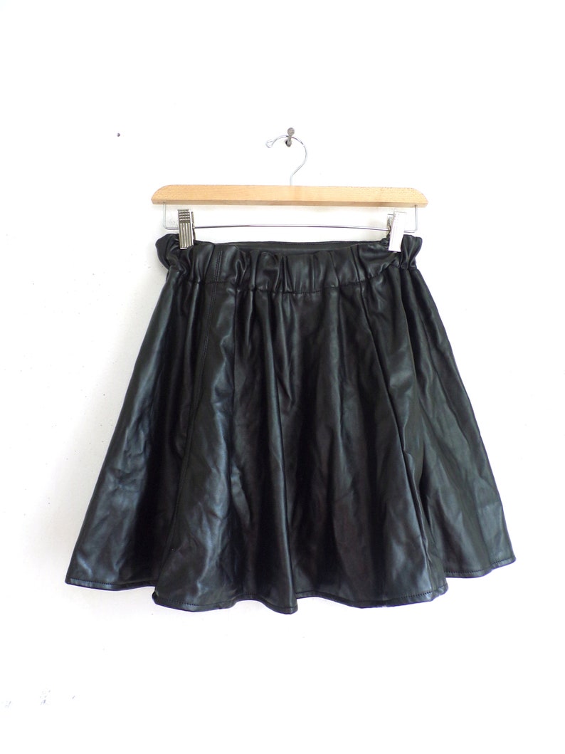 Vintage Faux Leather Mini Skirt 90s Black Polyurethane - Etsy