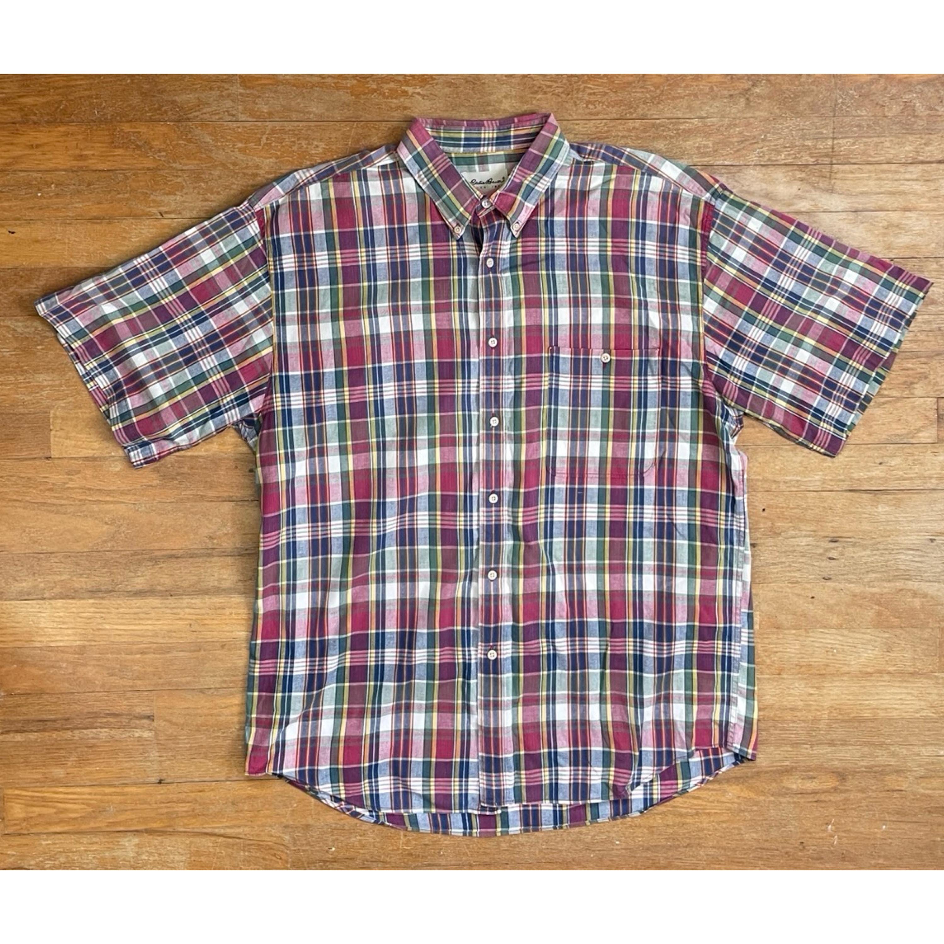 Vintage Mens Plaid Shirt Size XL 1990s Eddie Bauer Colorful Tartan
