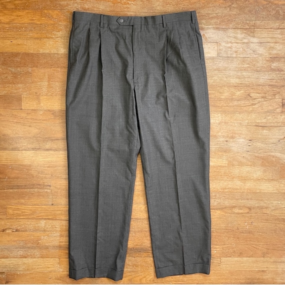 Vintage Mens Wool Pants Size 38x32 1990s Jos A Bank Taupe Woven Vintage Mens Wool Pants Size 38x32 1990s Jos A Bank Taupe Woven