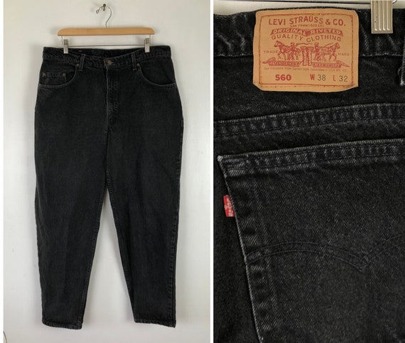 Vintage Mens Levis 560 Jeans | 90s Faded Black Den