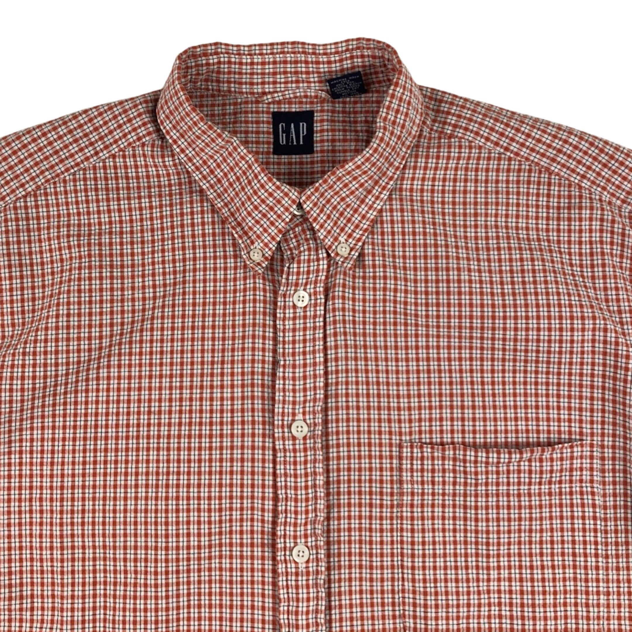 Buy Vintage Mens Seersucker Shirt Size XXL | 90s Plaid Cotton 