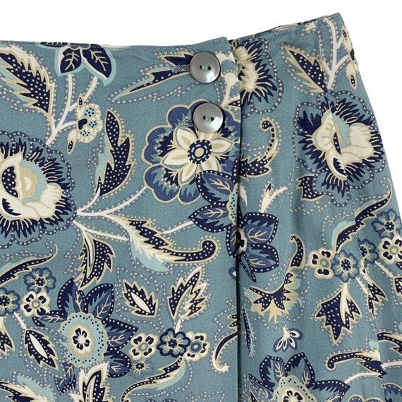 Vintage Mini Wrap Skirt | 90s Blue Floral Skirt |… - image 4