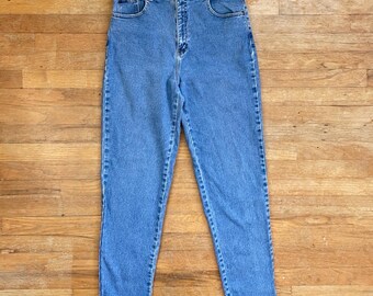 Vintage High Waist Jeans Damen Größe Large | 31" Taille | 1990s Distressed Light Wash Denim