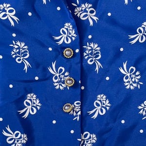 Chemisier vintage imprimé noeuds grande taille des années 1990 chemise courte coupe carrée bleu cobalt à pois image 4