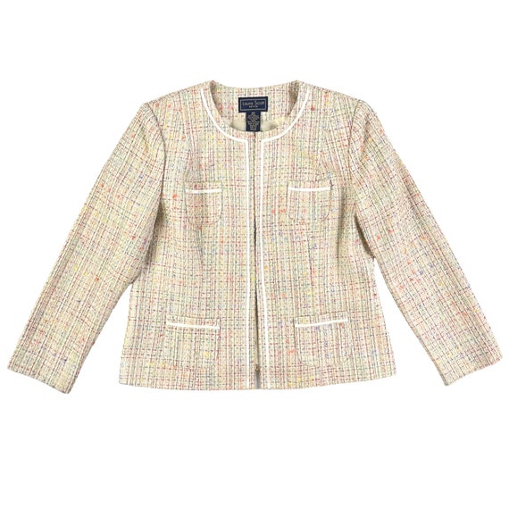 Vintage Rainbow Tweed Plaid Blazer Womens Size La… - image 1