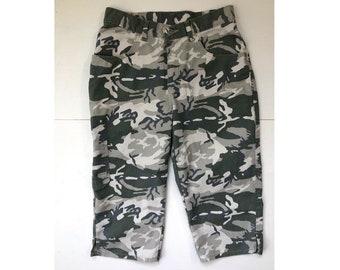 Vintage Camo Denim Capris | 90s Lee Camouflage Cropped Capri Pants | Womens Size Medium | 30" Waist