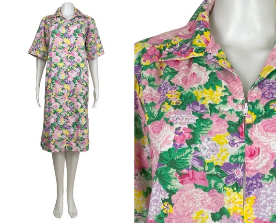 Vintage Floral Nightgown | 90s Colorful Nightshir… - image 1