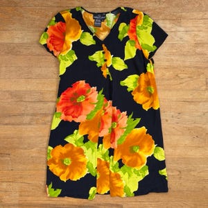 Vintage Carole Little bloemenjurk maat medium jaren 90 rayon zomerjurk met shift