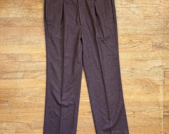 Vintage Mens Wool Pinstripe Pants Size 32x26 1970s Cropped Steel