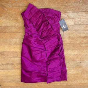 Vintage Jessica McClintock Dress Womens Size XXS 90s/Y2K Fuchsia Pink Strapless Cocktail Party