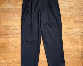 Vintage Mens Double Pleated Wool/Cashmere Pants Size 32x30 Charcoal Gray Trousers Made in Italy