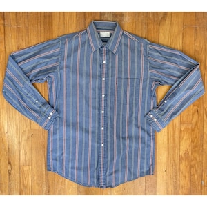 Vintage Mens Striped Dress Shirt Size Small (15.5 34/35) 1980s Long Sleeve Button Down