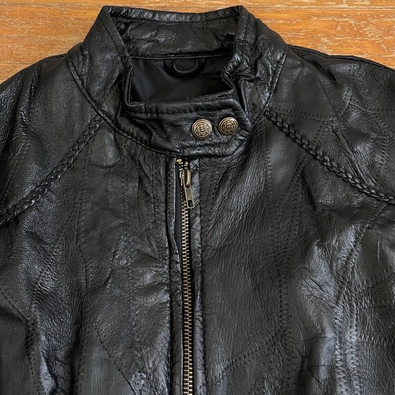 Vintage Patchwork Leather Jacket Size Medium 90s … - image 2