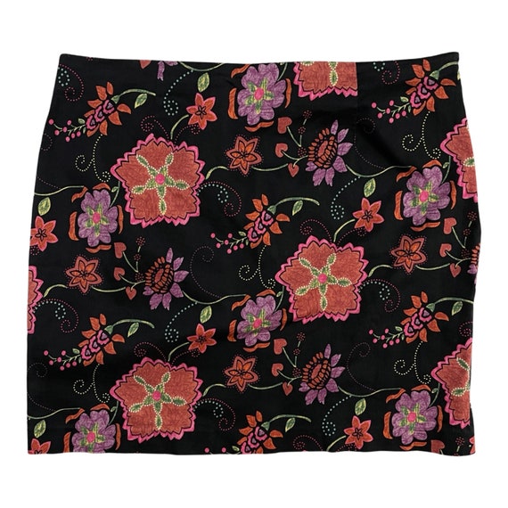 Vintage Floral Stretch Cotton Skirt | Womens Size… - image 1