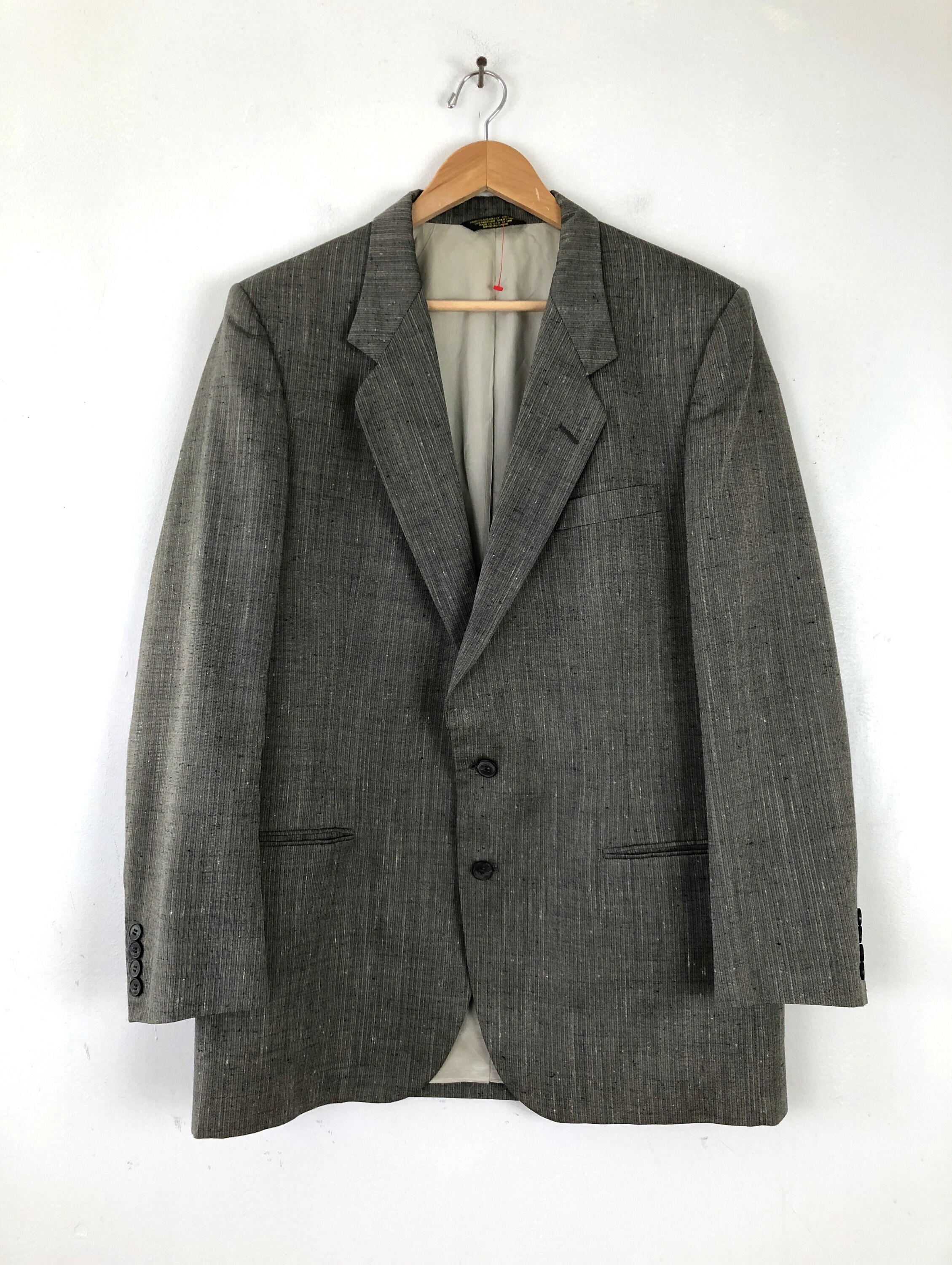Vintage Mens Pinstripe Blazer 80s Gray Wool Blend Striped - Etsy