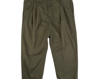 Pantaloni vintage da uomo verde oliva sbiaditi taglia 40x28 / pantaloni chino in twill di cotone anni '90 / 40 vita x 28 cucitura interna
