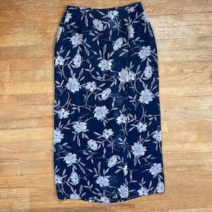 Vintage Floral Maxi Skirt Size Medium 29&quot; Waist 1990s Crepe Georgette Long