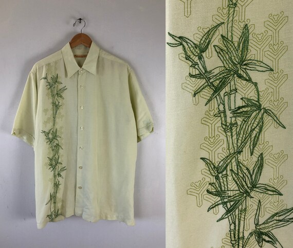 Vintage Mens Hawaiian Shirt | 90s Linen & Rayon Sh