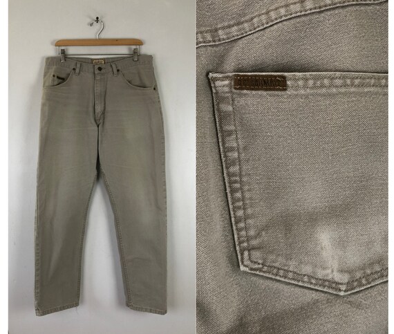 Vintage Mens Workwear Jeans | 90s Taupe Beige Worn